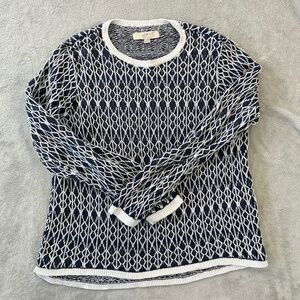 Loft 100% Linen Long Sleeve Sweater sz XL Natural Beach Boating Coastal Classic